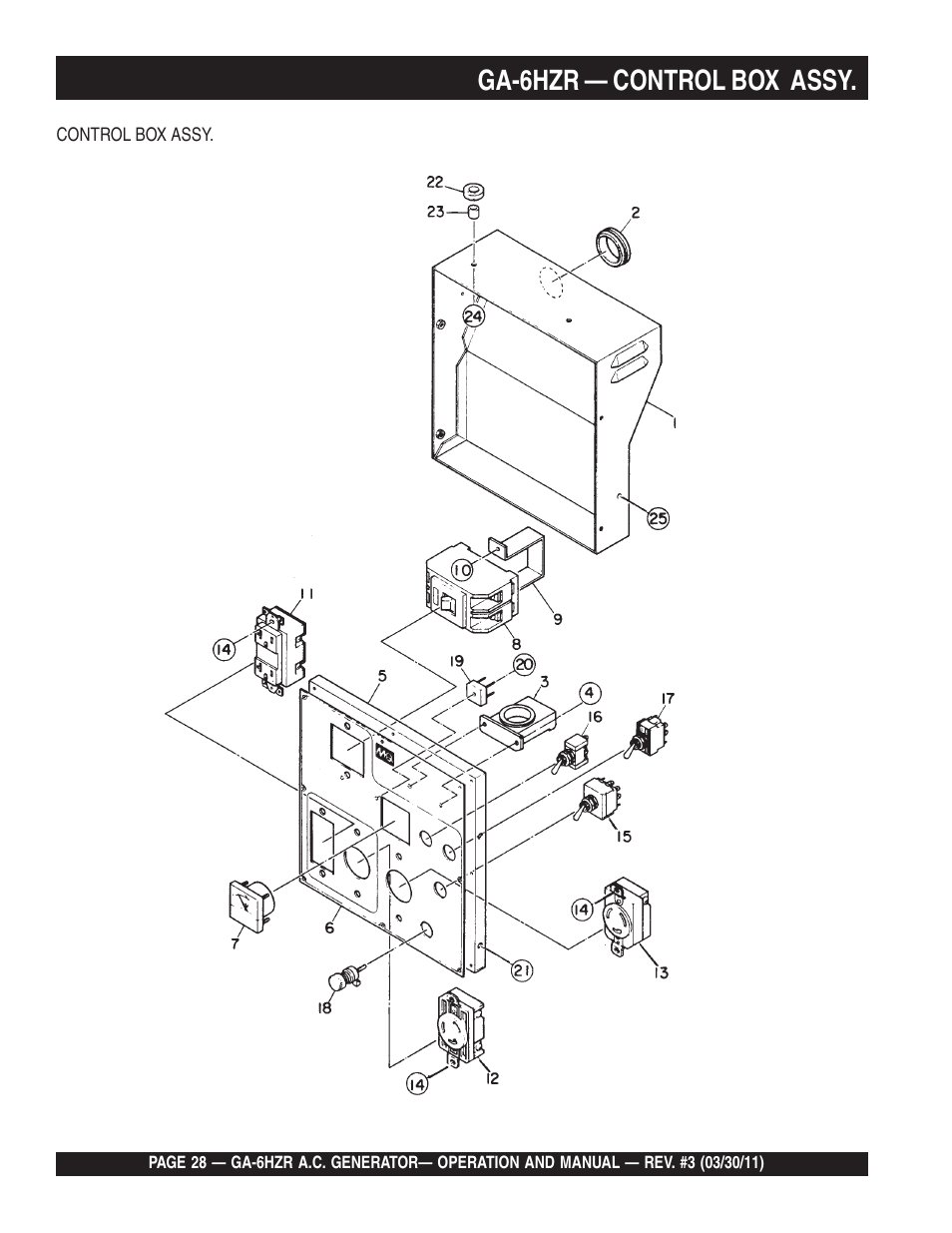 Ga-6hzr — control box assy | Multiquip GA6HZR User Manual | Page 28 / 70
