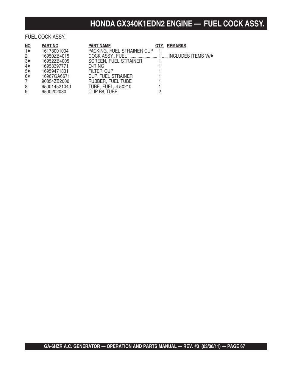 Multiquip GA6HZR User Manual | Page 67 / 70