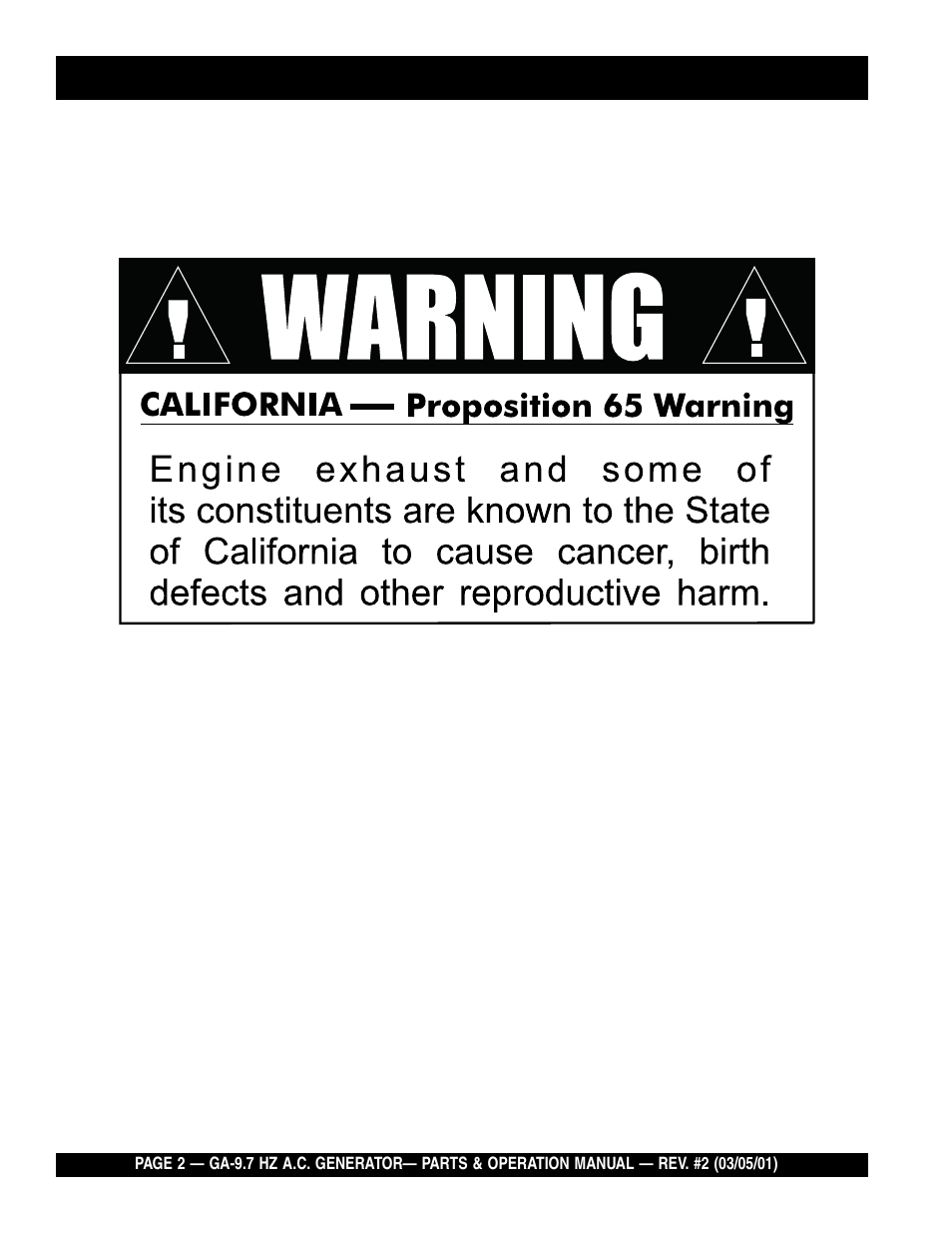 Multiquip A.C. Generator GA-9.7 HZ User Manual | Page 2 / 70