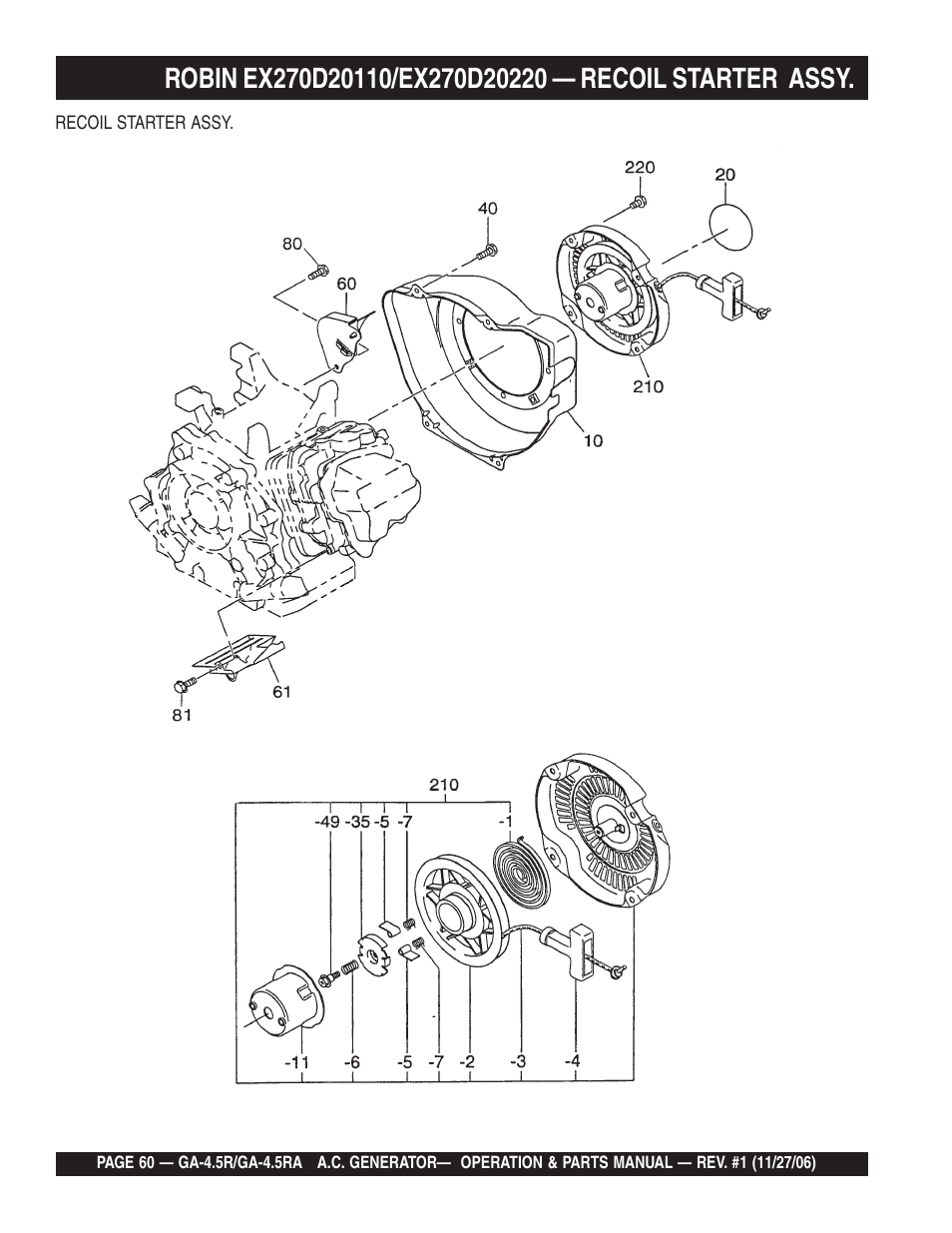 Multiquip Portable AC Generator GA4.5R User Manual | Page 60 / 68