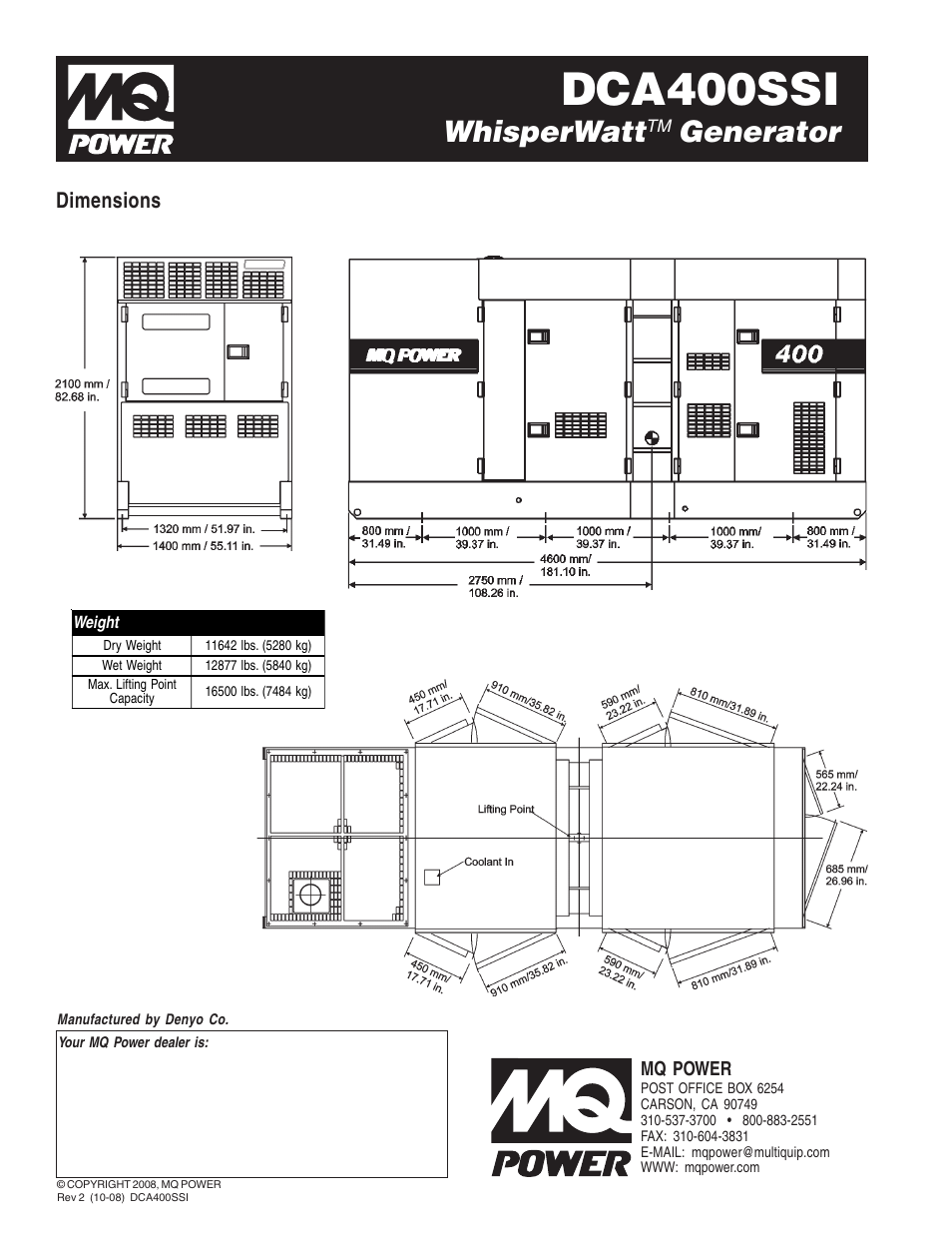 Dca400ssi, Whisperwatt, Generator | Multiquip WhisperWatt(TM) 400 DCA400SSI User Manual | Page 4 / 4