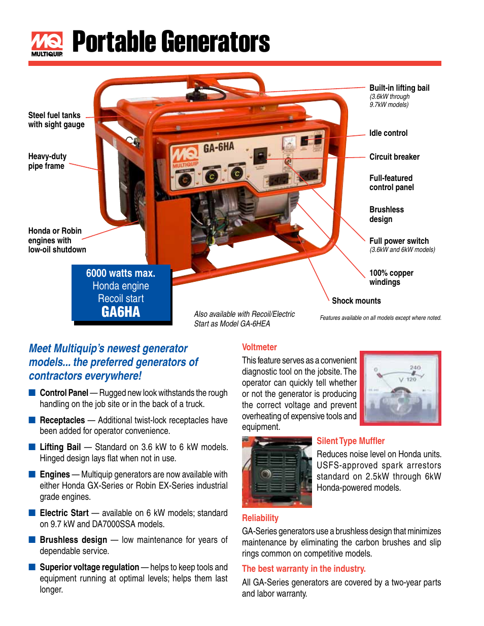 Portable generators, Ga6ha | Multiquip Generators and Welders SDW225SSA User Manual | Page 2 / 8