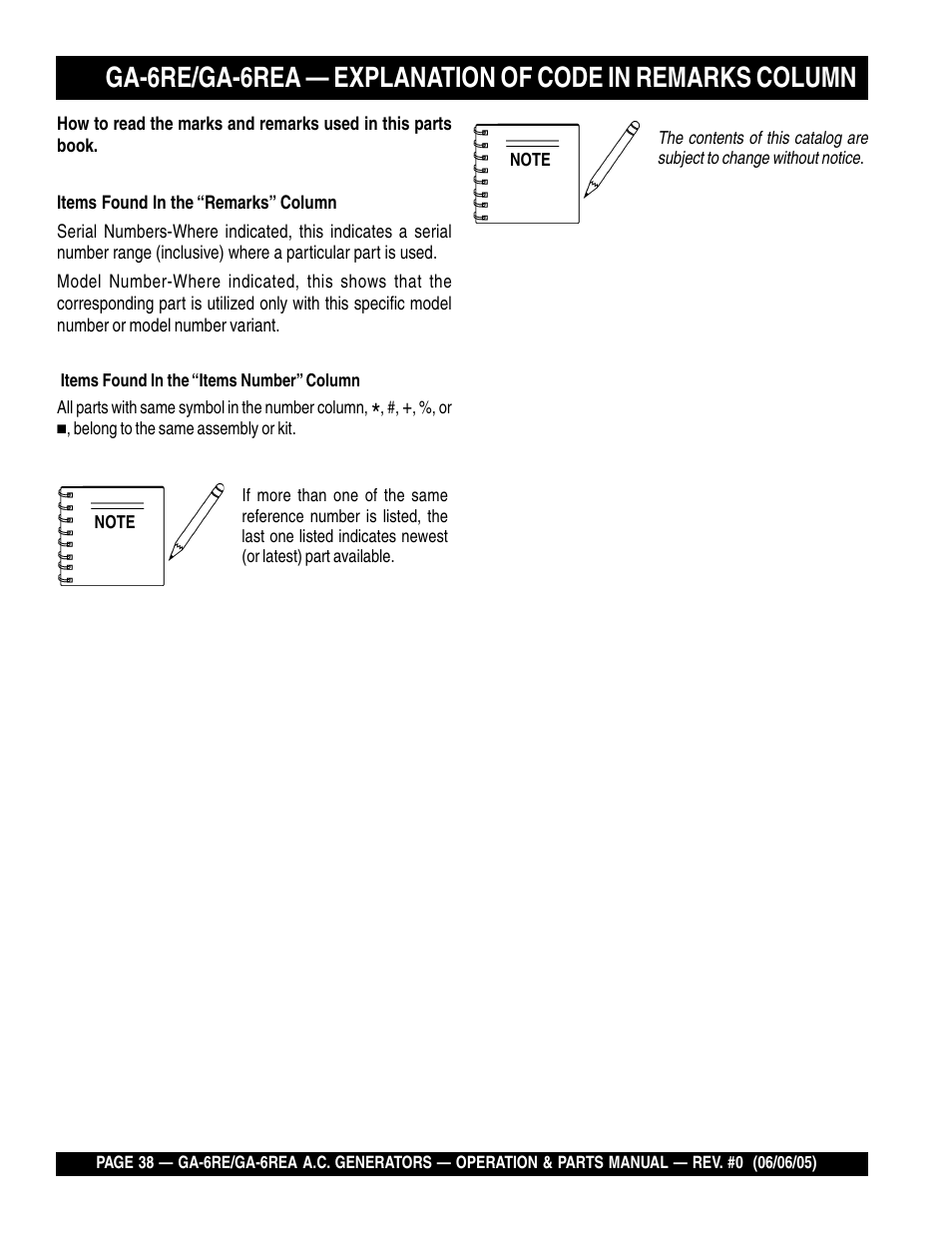 Multiquip Portable Generators GA-6RE User Manual | Page 38 / 76