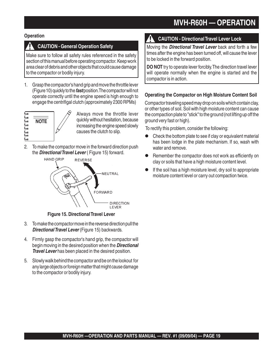 Mvh-r60h — operation | Multiquip Mikasa Reversable Plate Compator MVH-R60H User Manual | Page 19 / 80