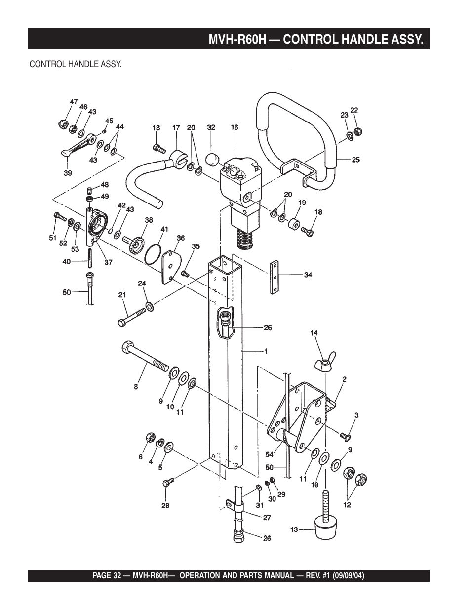 Lmvh-r60h — control handle assy | Multiquip Mikasa Reversable Plate Compator MVH-R60H User Manual | Page 32 / 80