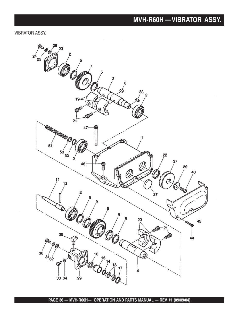 Lmvh-r60h — vibrator assy | Multiquip Mikasa Reversable Plate Compator MVH-R60H User Manual | Page 36 / 80