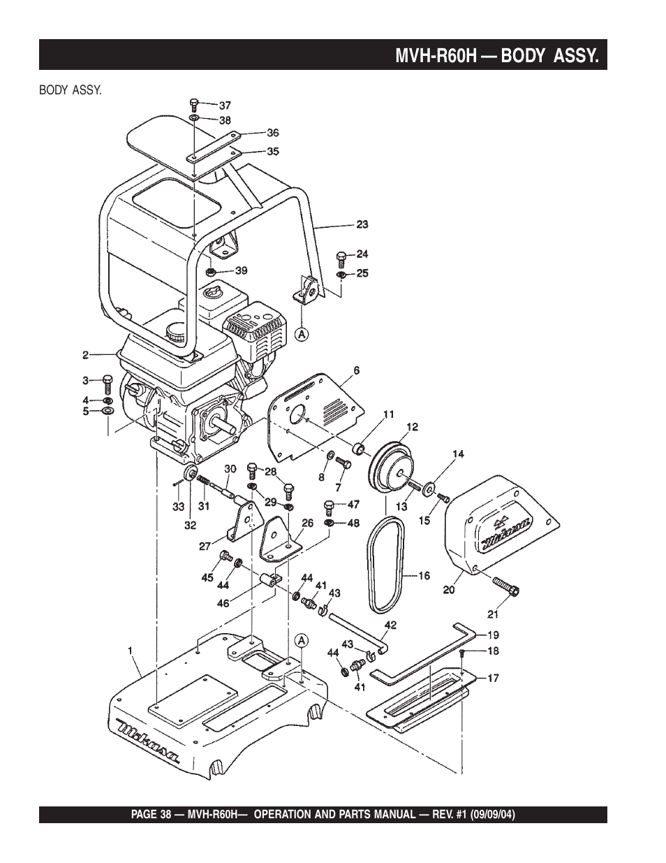 Lmvh-r60h — body assy | Multiquip Mikasa Reversable Plate Compator MVH-R60H User Manual | Page 38 / 80