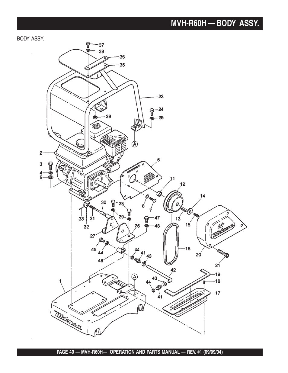 Lmvh-r60h — body assy | Multiquip Mikasa Reversable Plate Compator MVH-R60H User Manual | Page 40 / 80