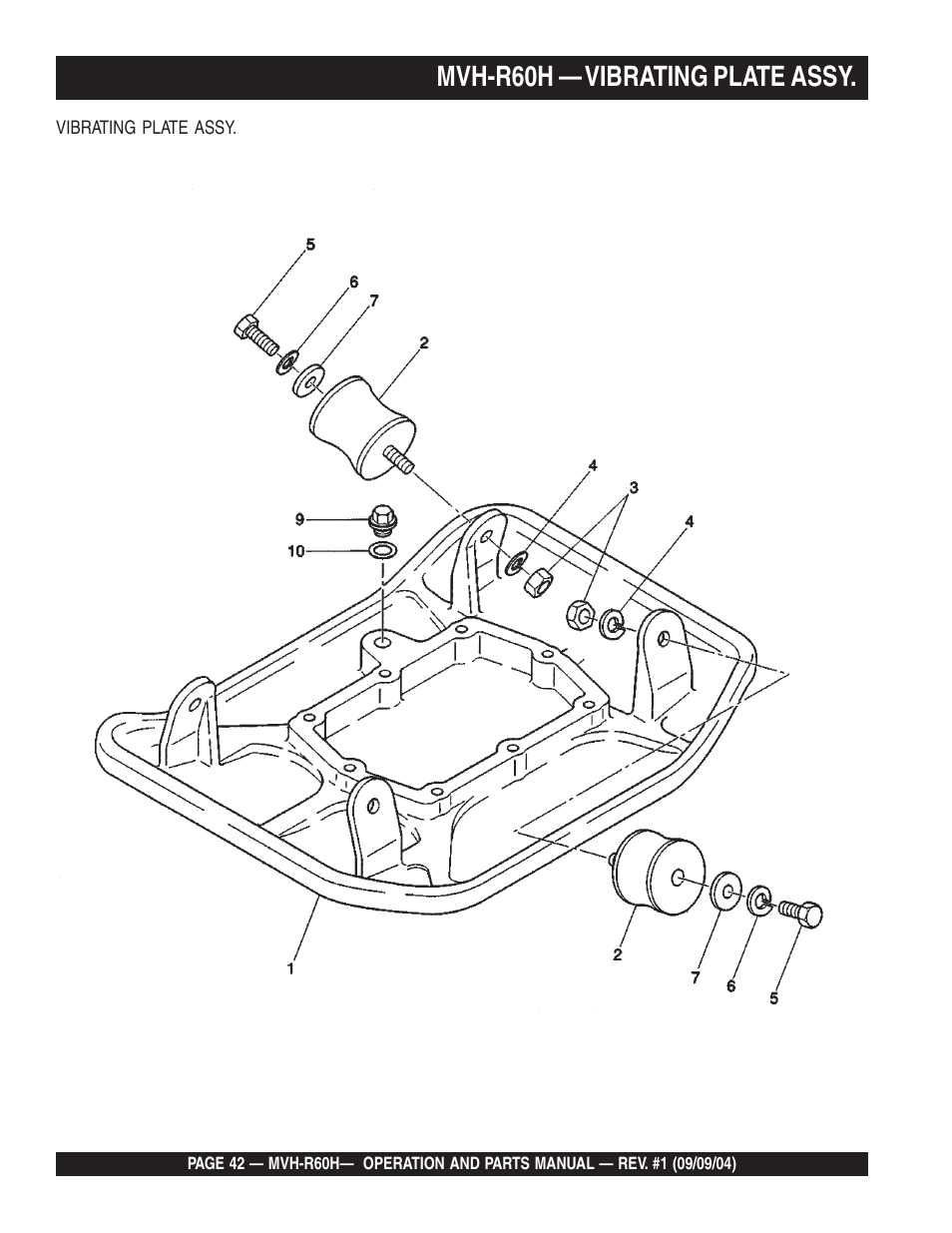 Lmvh-r60h — vibrating plate assy | Multiquip Mikasa Reversable Plate Compator MVH-R60H User Manual | Page 42 / 80