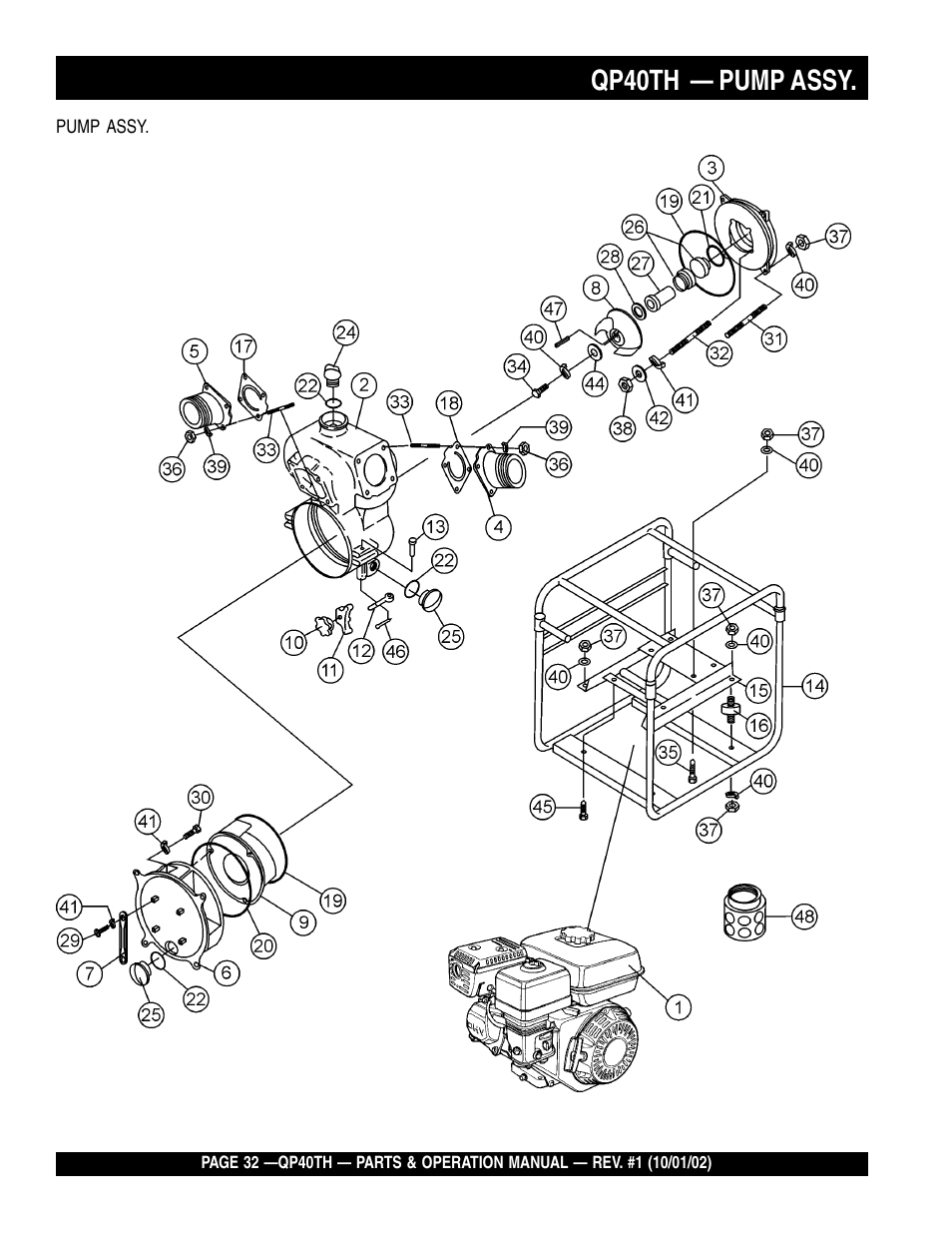 Qp40th — pump assy | Multiquip GAS POWERED TRASH PUMP QP40TH User Manual | Page 32 / 70