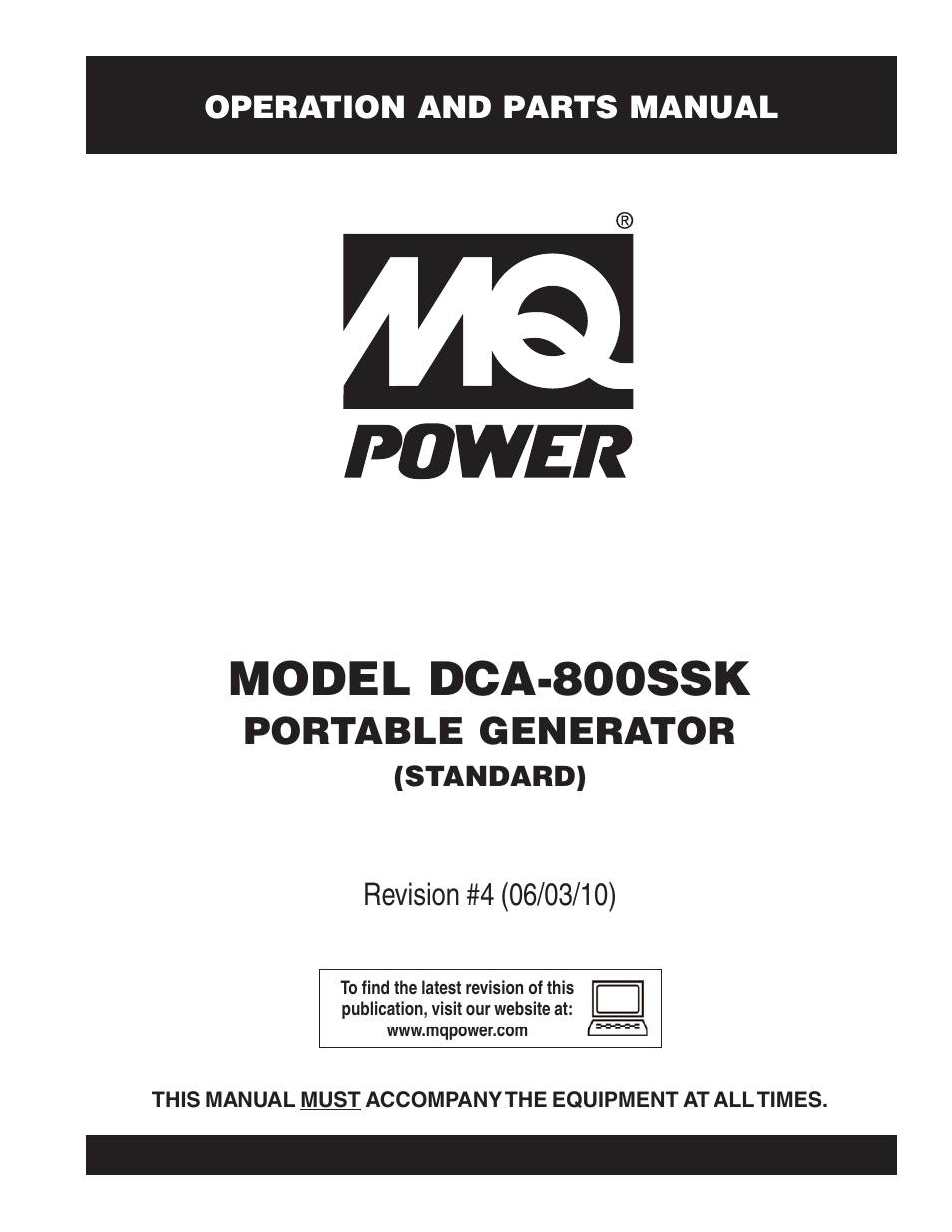 Multiquip Portabel Generator (Standard) DCA-800SSK User Manual | 120 pages