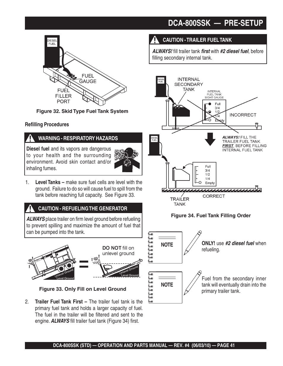 Dca-800ssk — pre-setup | Multiquip Portabel Generator (Standard) DCA-800SSK User Manual | Page 41 / 120