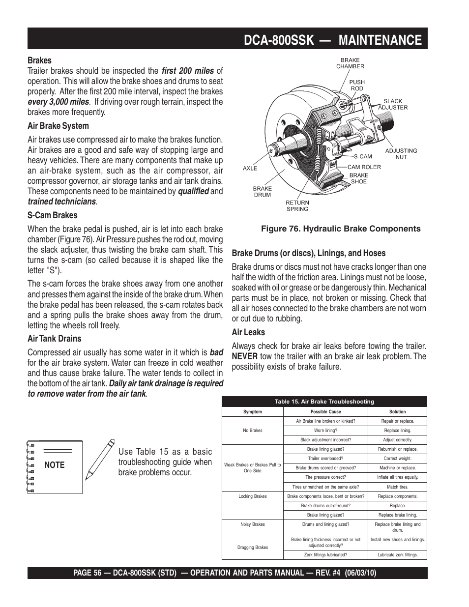 Dca-800ssk — maintenance | Multiquip Portabel Generator (Standard) DCA-800SSK User Manual | Page 56 / 120