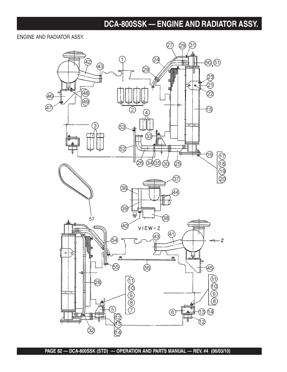 Dca-800ssk — engine and radiator assy | Multiquip Portabel Generator (Standard) DCA-800SSK User Manual | Page 82 / 120