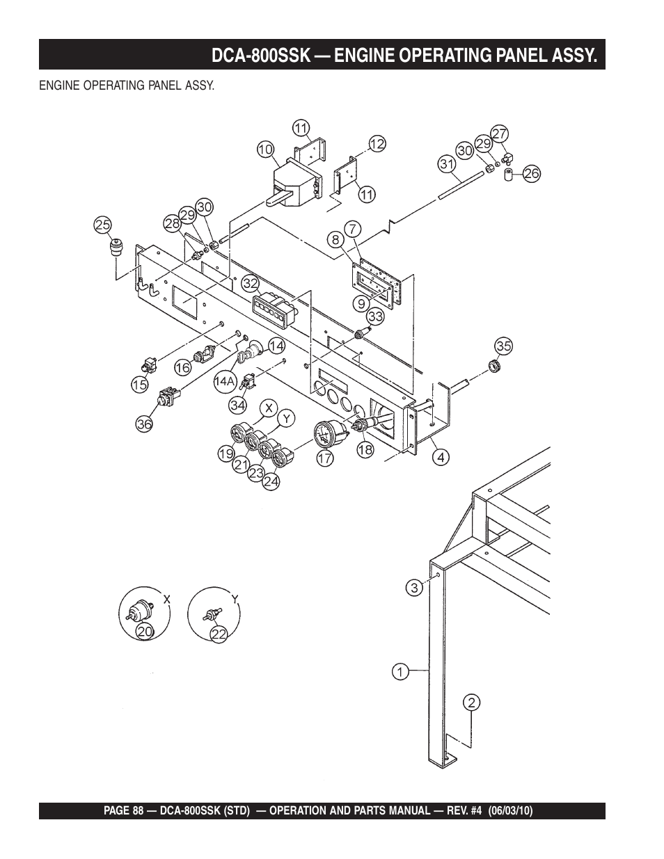 Dca-800ssk — engine operating panel assy | Multiquip Portabel Generator (Standard) DCA-800SSK User Manual | Page 88 / 120