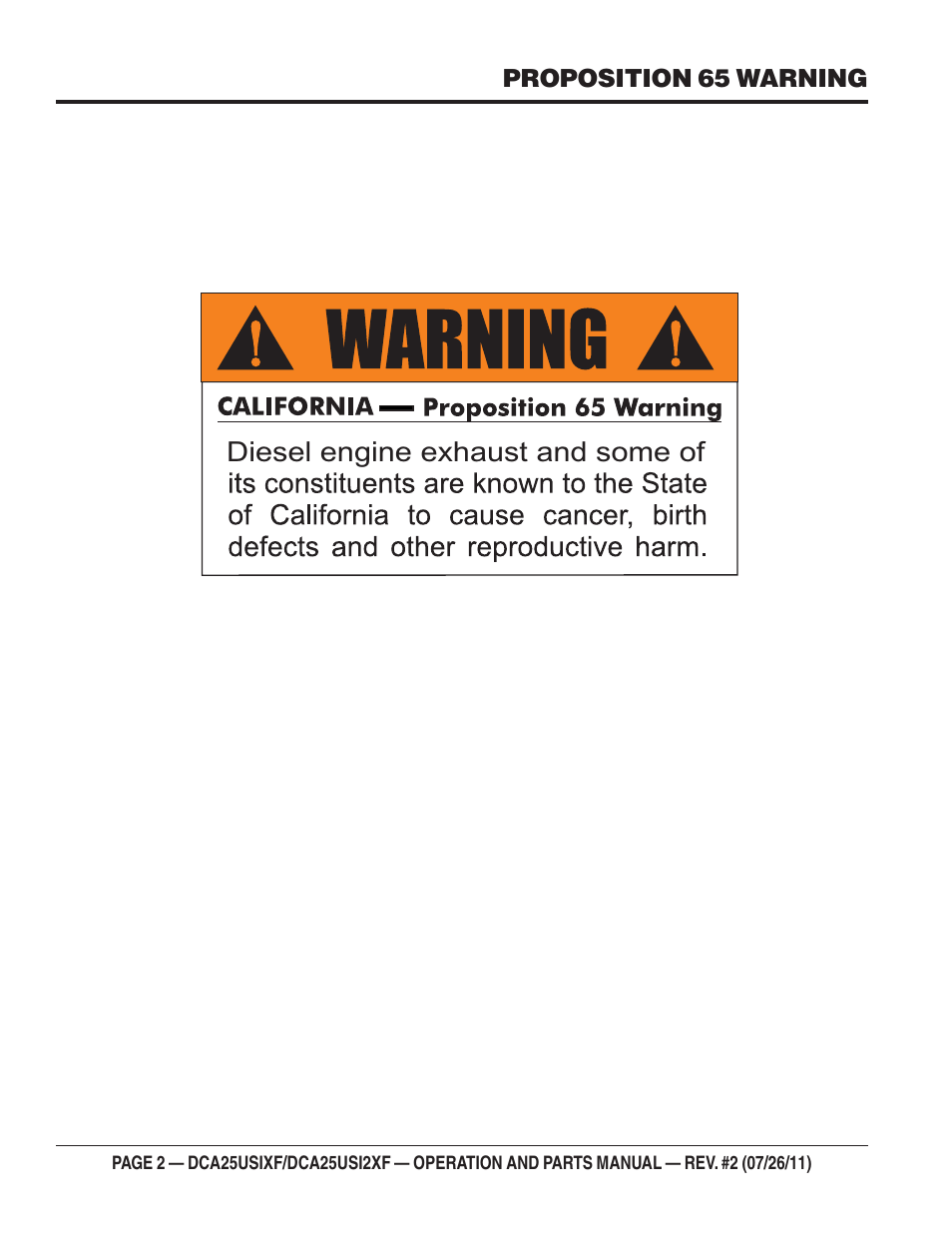 Diesel engine exhaust and some of | Multiquip MQ Power 60 Hz Generator DCA25USI2XF User Manual | Page 2 / 98