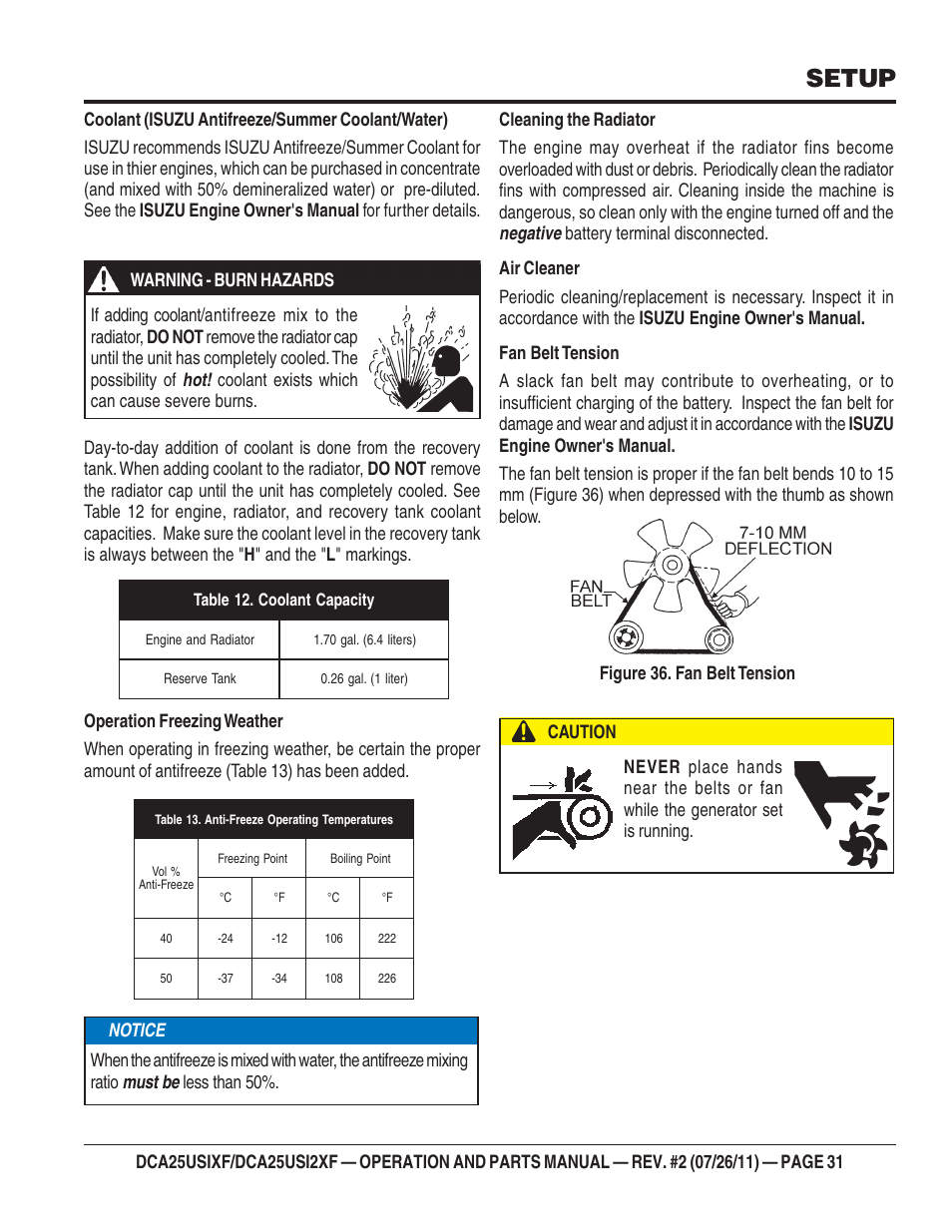 Setup | Multiquip MQ Power 60 Hz Generator DCA25USI2XF User Manual | Page 31 / 98