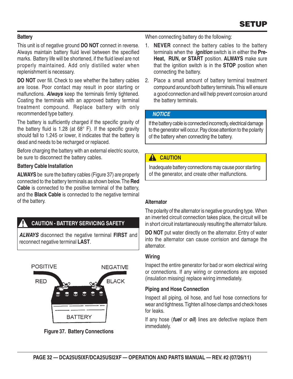 Setup | Multiquip MQ Power 60 Hz Generator DCA25USI2XF User Manual | Page 32 / 98