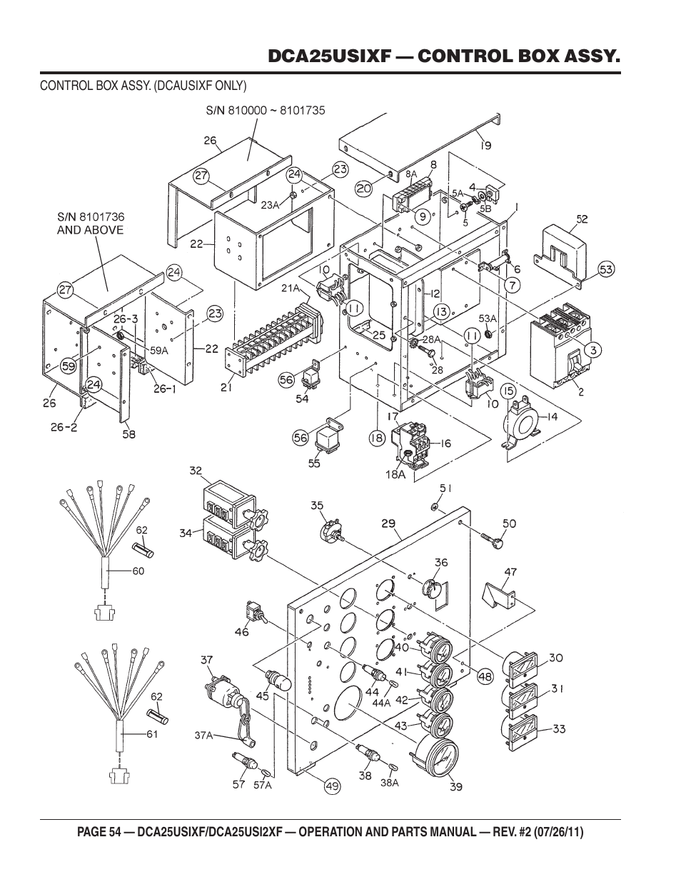 Dca25usixf — control box assy | Multiquip MQ Power 60 Hz Generator DCA25USI2XF User Manual | Page 54 / 98