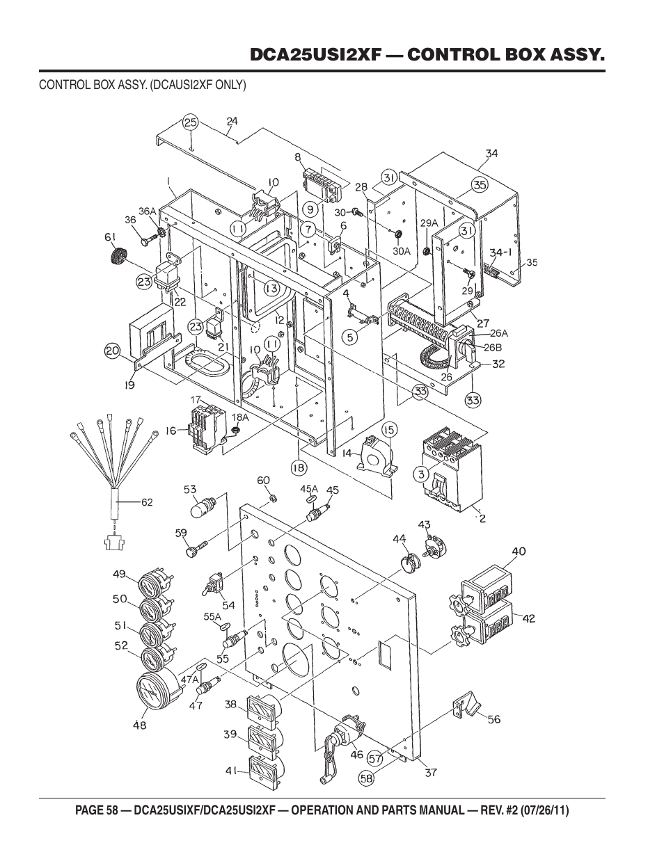 Dca25usi2xf — control box assy | Multiquip MQ Power 60 Hz Generator DCA25USI2XF User Manual | Page 58 / 98