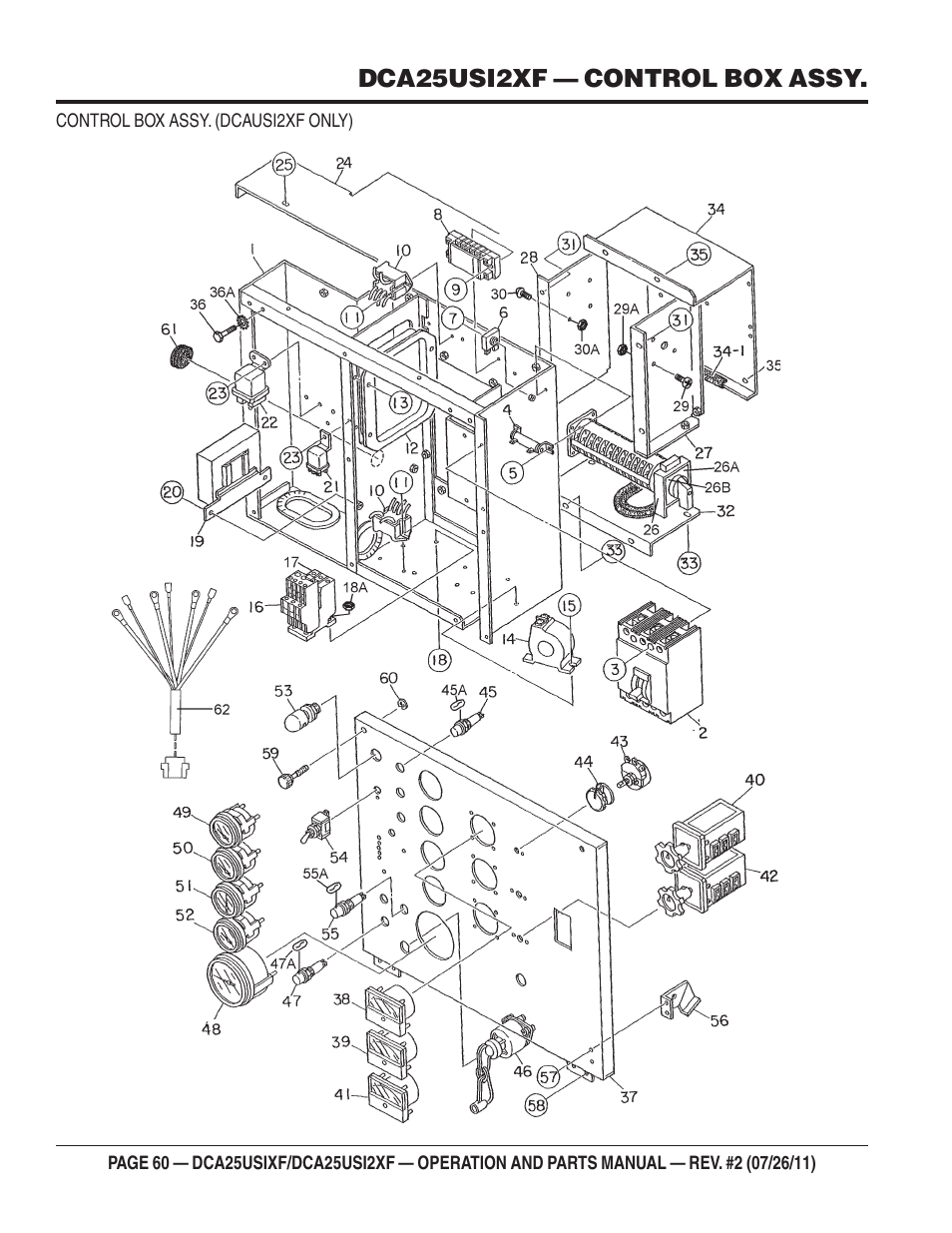 Dca25usi2xf — control box assy | Multiquip MQ Power 60 Hz Generator DCA25USI2XF User Manual | Page 60 / 98