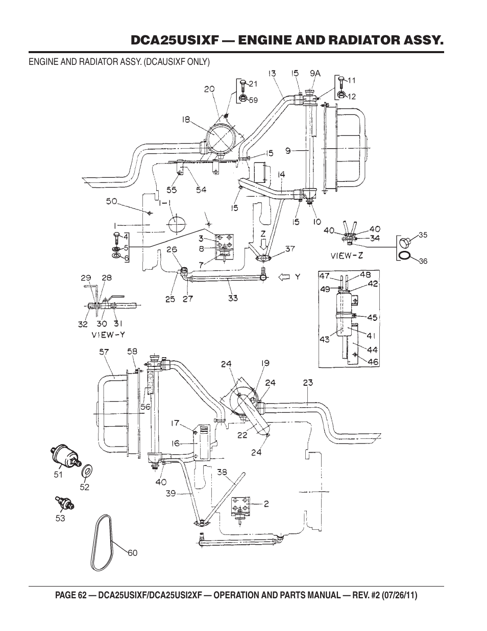 Dca25usixf — engine and radiator assy | Multiquip MQ Power 60 Hz Generator DCA25USI2XF User Manual | Page 62 / 98
