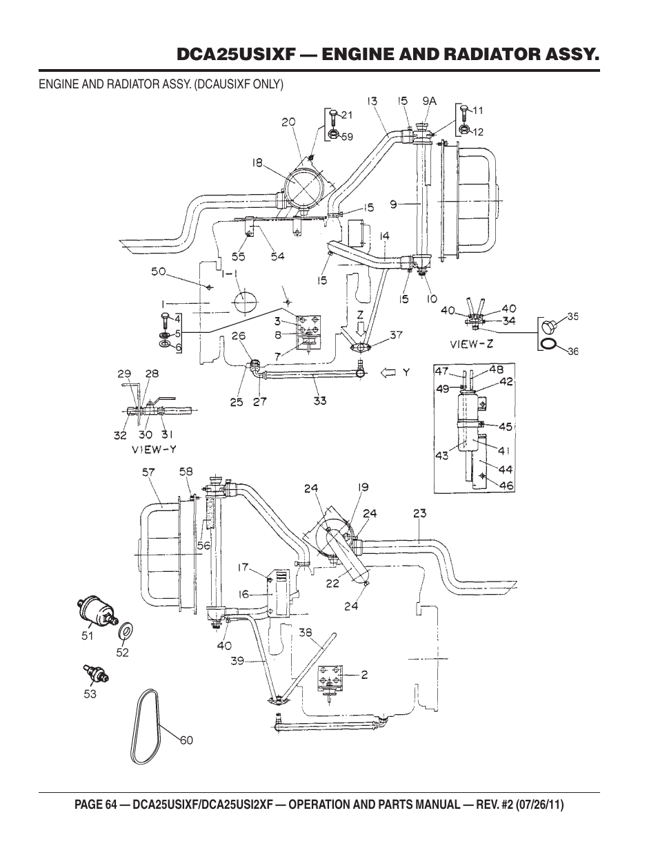 Dca25usixf — engine and radiator assy | Multiquip MQ Power 60 Hz Generator DCA25USI2XF User Manual | Page 64 / 98