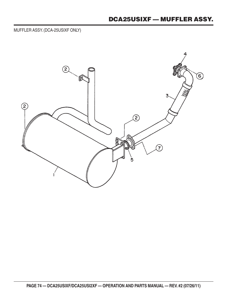 Dca-25usixf— muffler assy | Multiquip MQ Power 60 Hz Generator DCA25USI2XF User Manual | Page 74 / 98