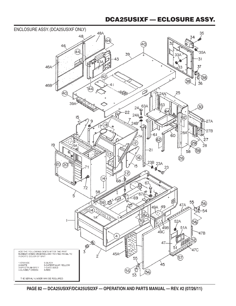 Dca-25usixf— enclosure assy. (continued) | Multiquip MQ Power 60 Hz Generator DCA25USI2XF User Manual | Page 82 / 98