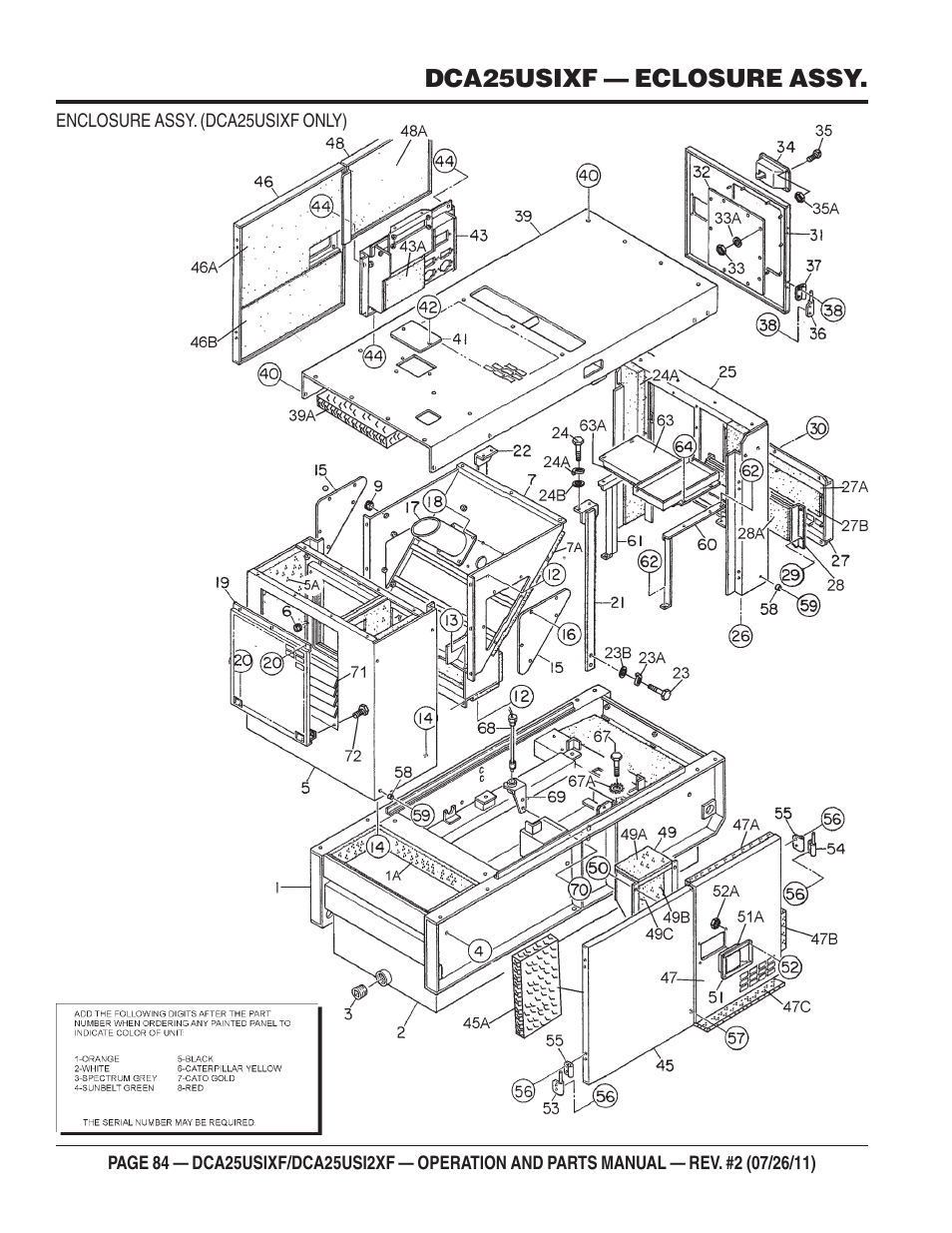 Dca-25usixf— enclosure assy. (continued) | Multiquip MQ Power 60 Hz Generator DCA25USI2XF User Manual | Page 84 / 98