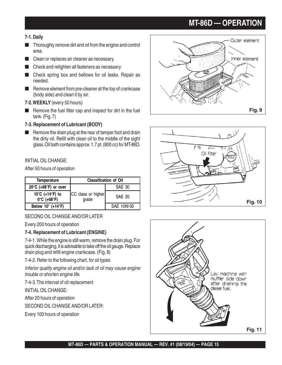 Mt-86d — operation | Multiquip Tamping Rammer Mikasa MT-86D User Manual | Page 15 / 50
