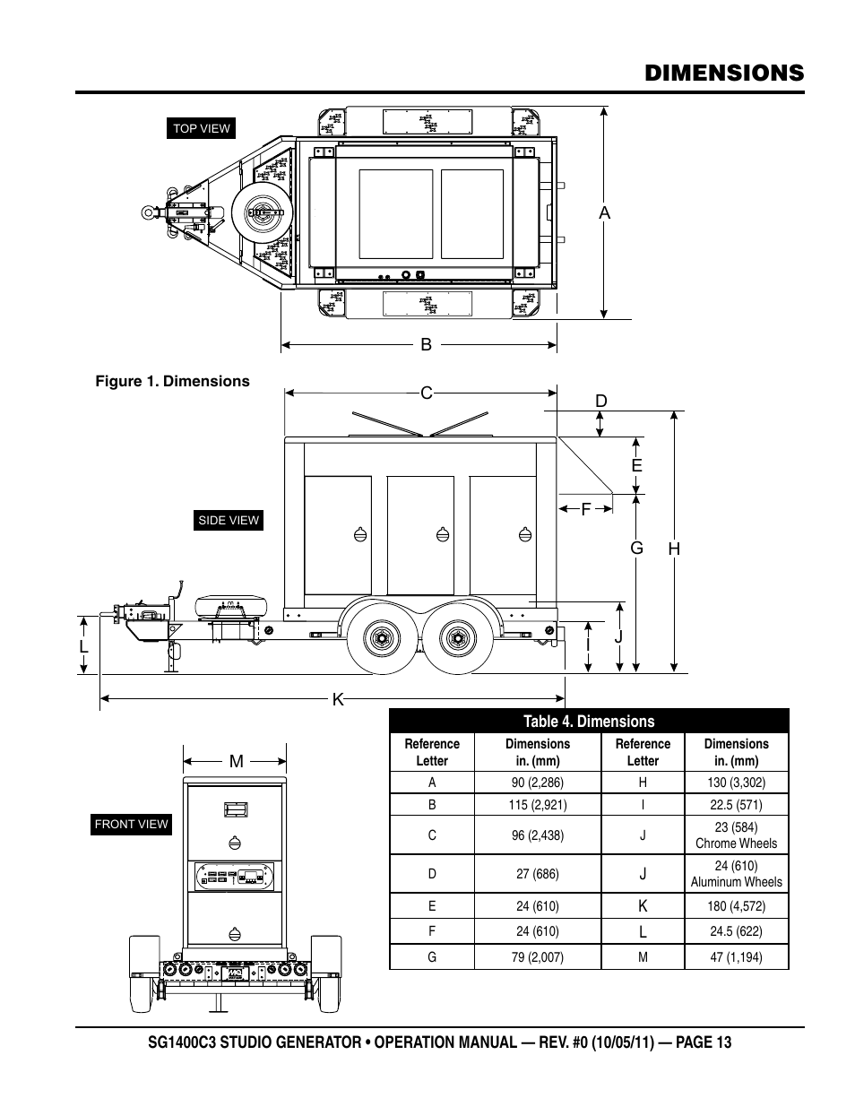 Dimensions | Multiquip MQ Power 3-Position Switch/Paralleling 1400 Amp Studio Generator SG1400C3 User Manual | Page 13 / 62