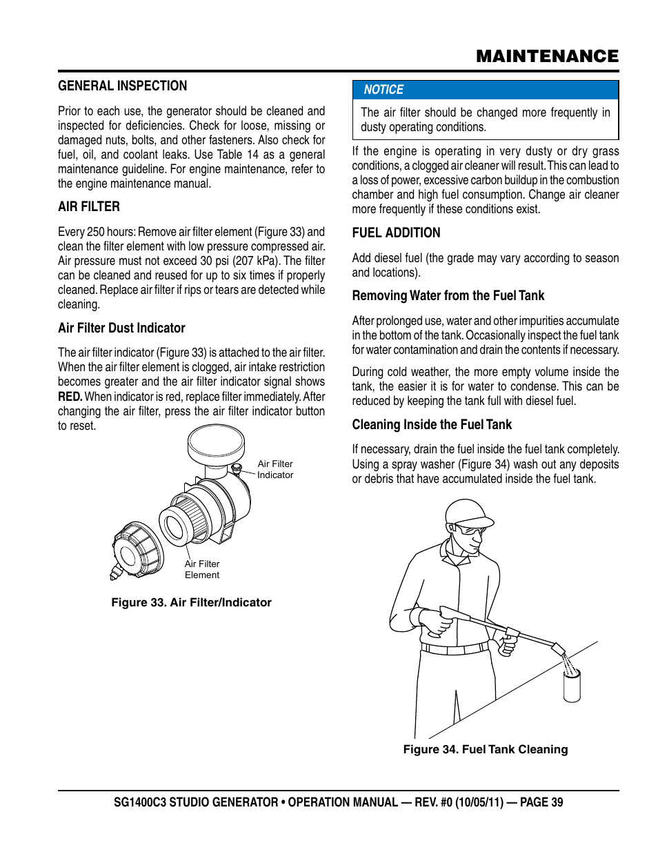 Maintenance | Multiquip MQ Power 3-Position Switch/Paralleling 1400 Amp Studio Generator SG1400C3 User Manual | Page 39 / 62
