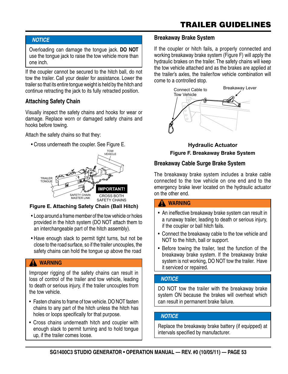 Trailer guidelines | Multiquip MQ Power 3-Position Switch/Paralleling 1400 Amp Studio Generator SG1400C3 User Manual | Page 53 / 62