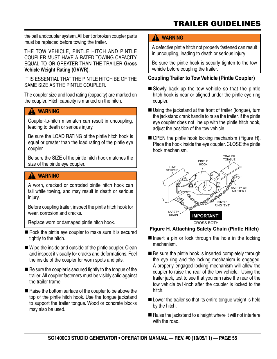 Trailer guidelines | Multiquip MQ Power 3-Position Switch/Paralleling 1400 Amp Studio Generator SG1400C3 User Manual | Page 55 / 62