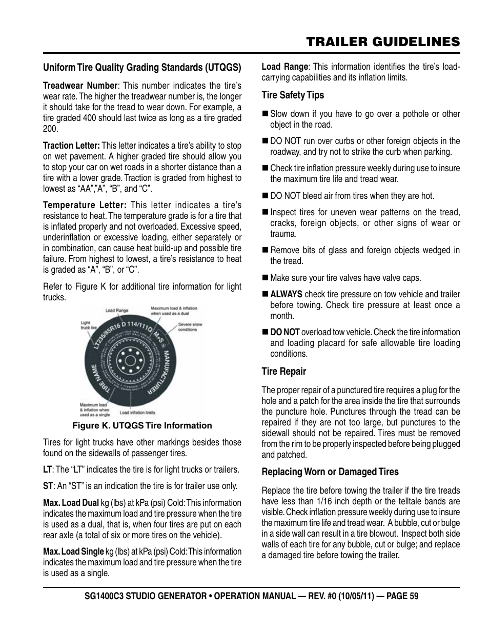 Trailer guidelines | Multiquip MQ Power 3-Position Switch/Paralleling 1400 Amp Studio Generator SG1400C3 User Manual | Page 59 / 62