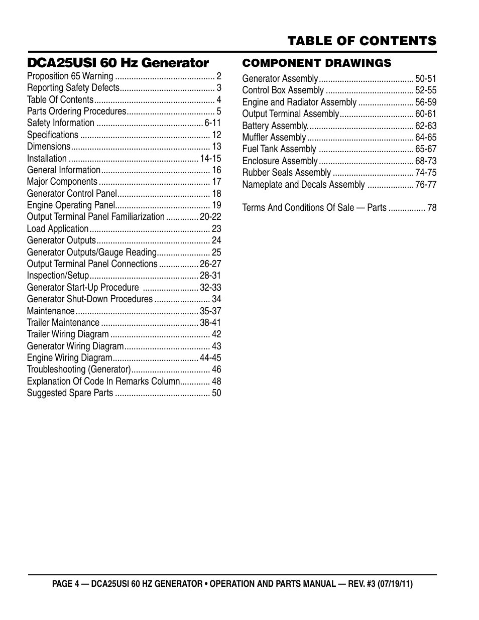 Multiquip MQ Power 60HZ Whisperwatt Generator DCA25USI User Manual | Page 4 / 80