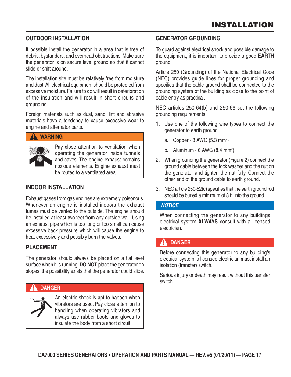 Installation | Multiquip DA700SSW User Manual | Page 17 / 172