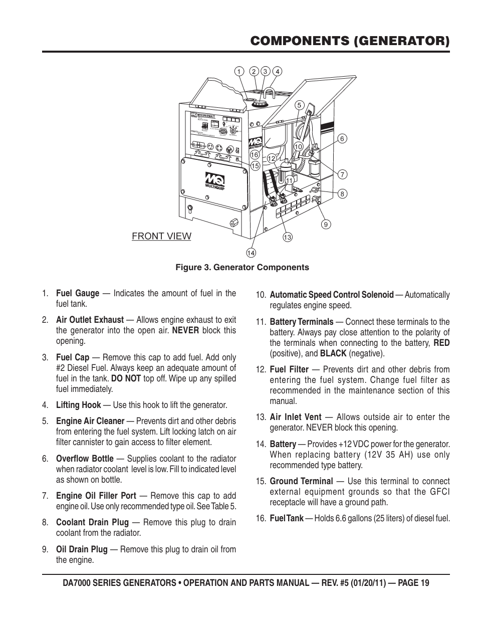 Components (generator) | Multiquip DA700SSW User Manual | Page 19 / 172