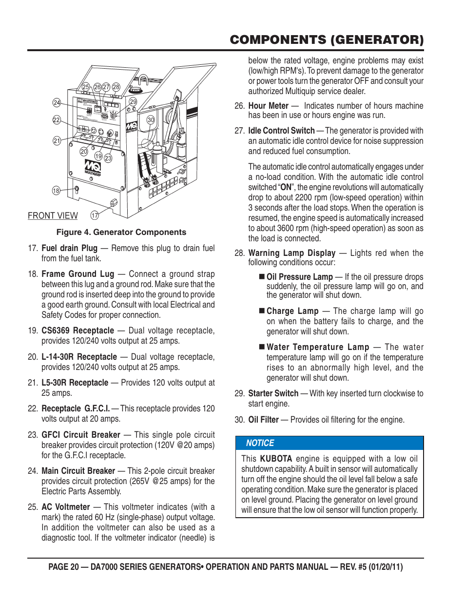 Components (generator) | Multiquip DA700SSW User Manual | Page 20 / 172