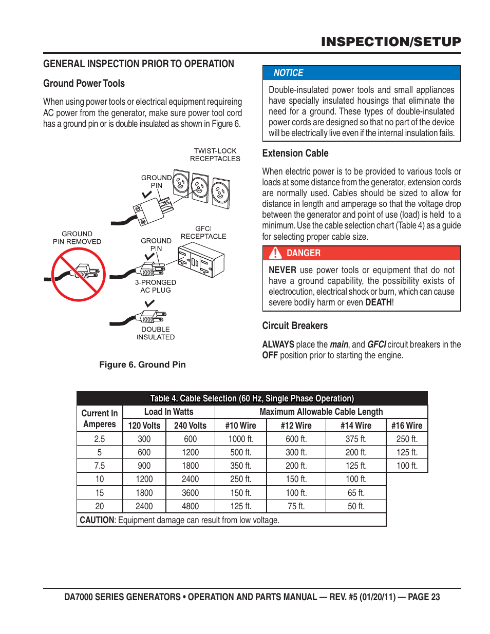 Inspection/setup | Multiquip DA700SSW User Manual | Page 23 / 172