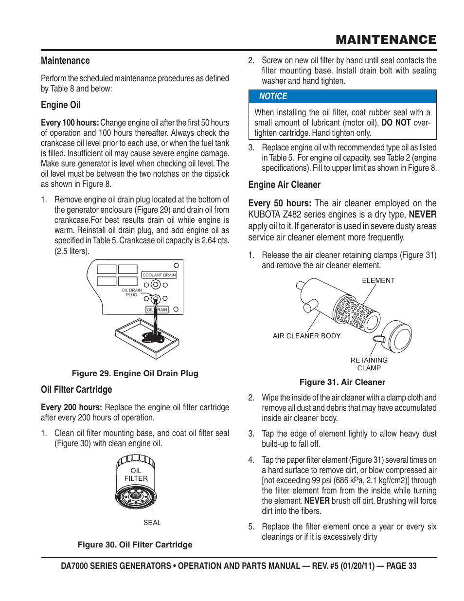 Maintenance | Multiquip DA700SSW User Manual | Page 33 / 172