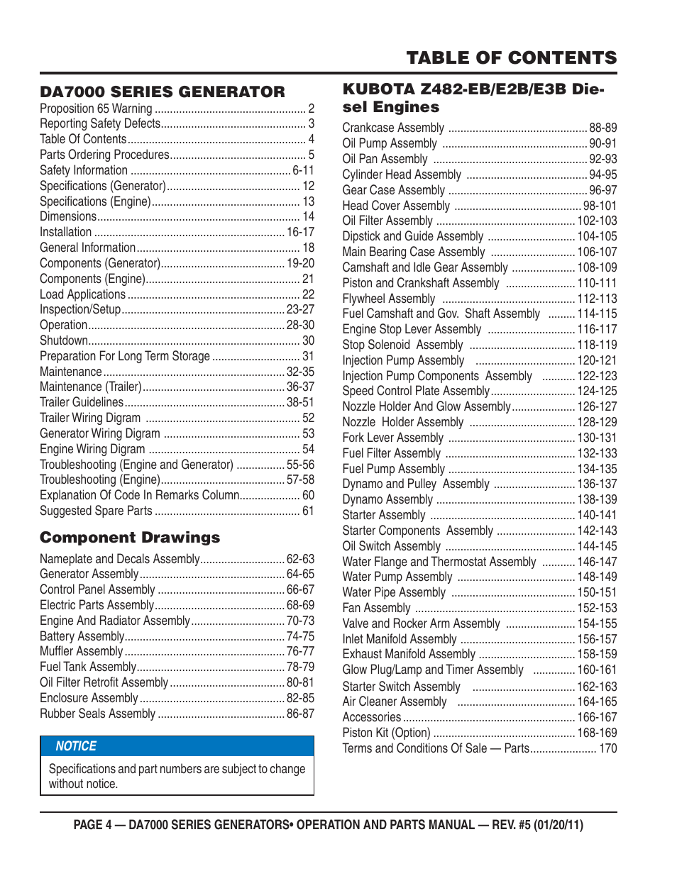 Multiquip DA700SSW User Manual | Page 4 / 172