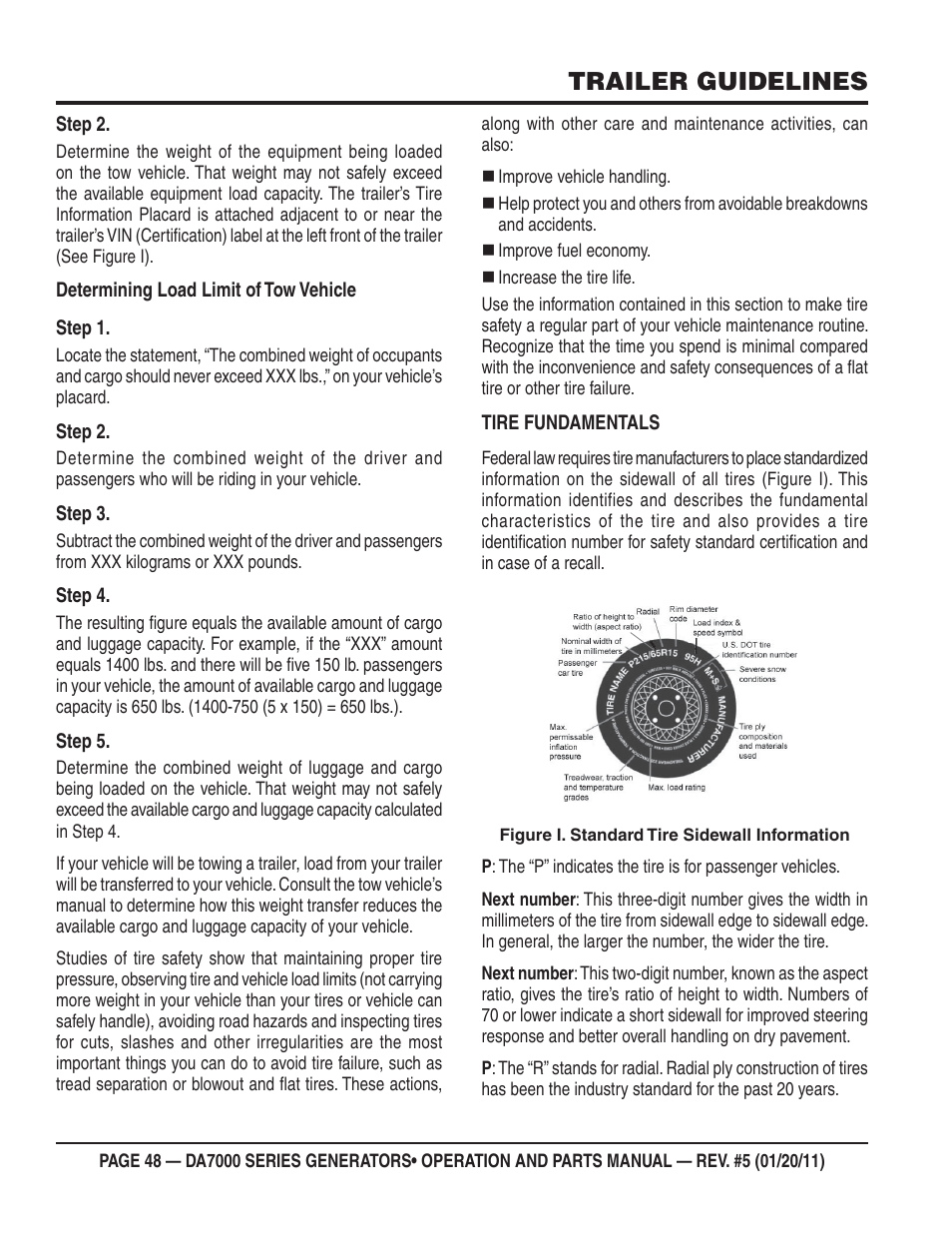 Trailer guidelines | Multiquip DA700SSW User Manual | Page 48 / 172