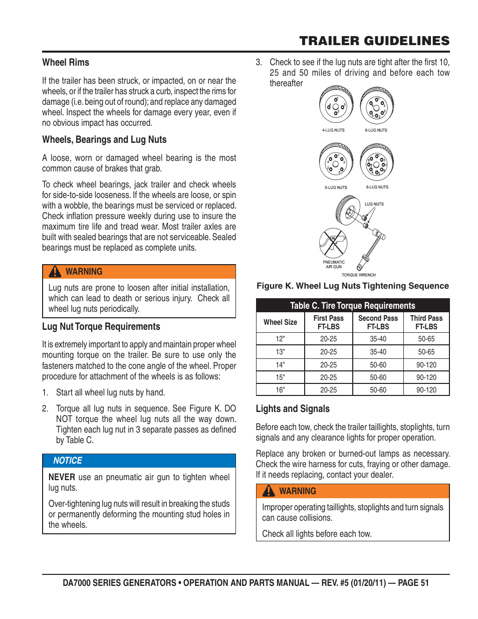 Trailer guidelines | Multiquip DA700SSW User Manual | Page 51 / 172