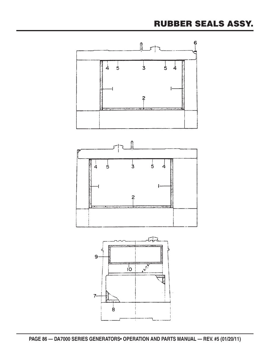 Rubber seals assy | Multiquip DA700SSW User Manual | Page 86 / 172
