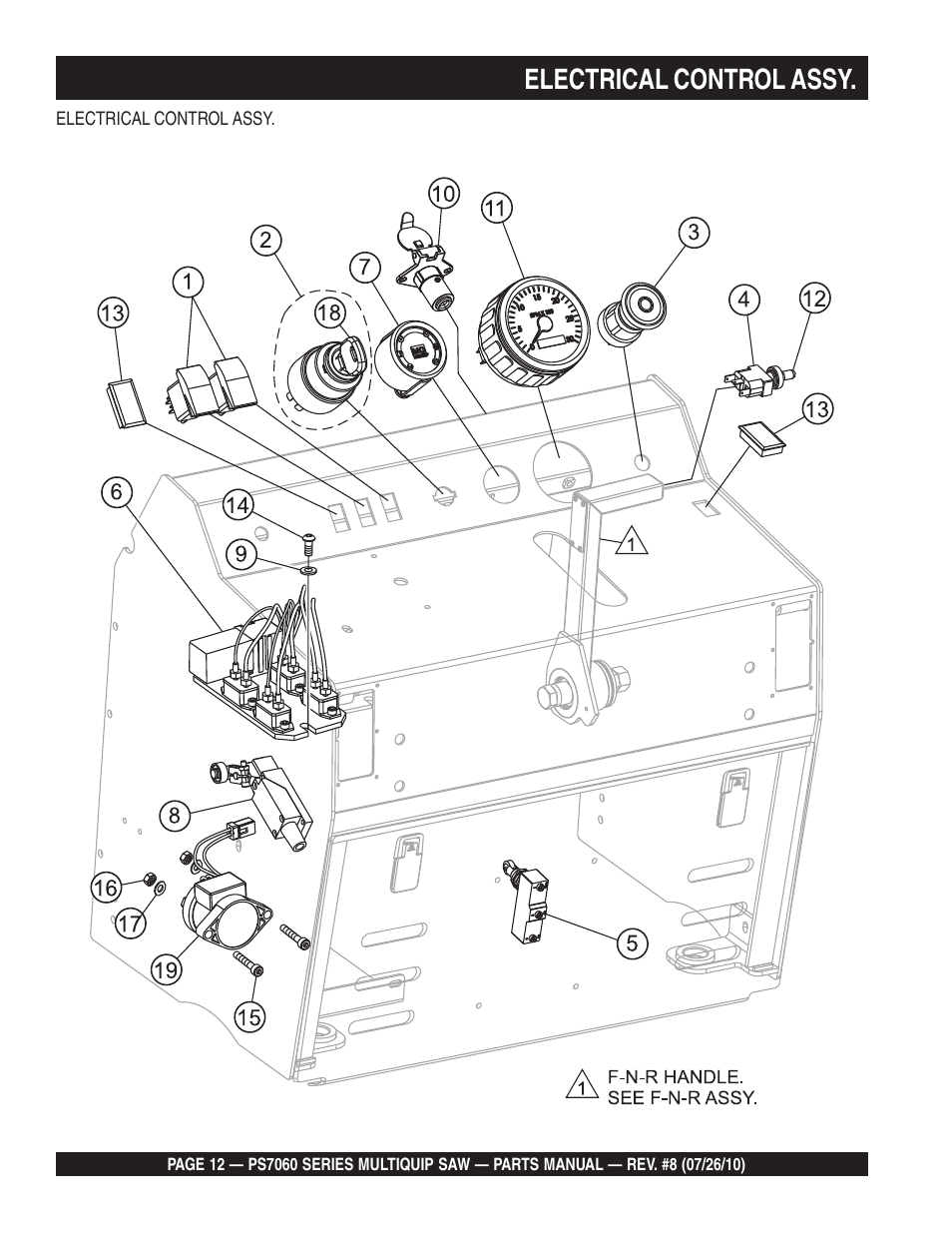 Electrical control assy | Multiquip Stay-Level Handlebar Pavement Saw PS706026 User Manual | Page 12 / 82