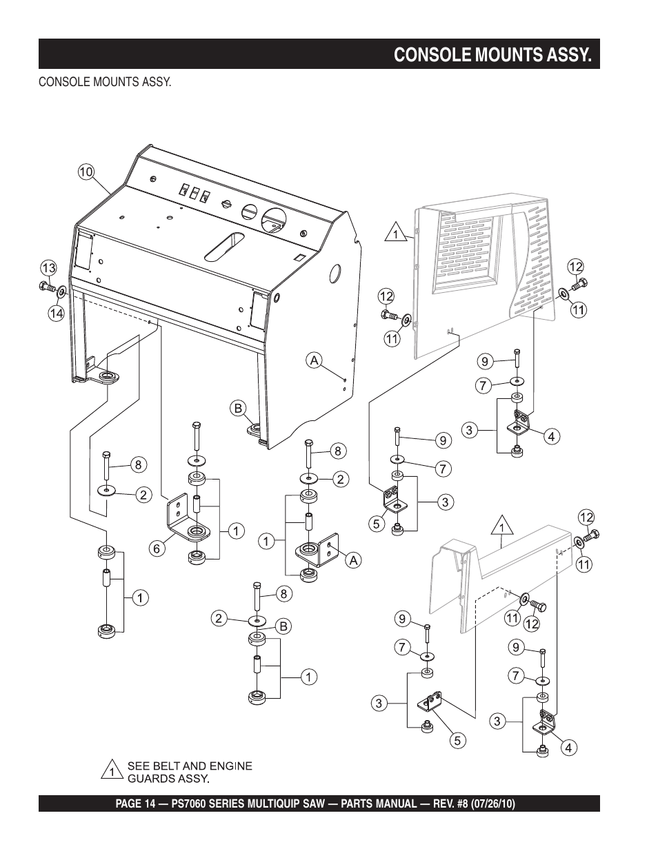 Console mounts assy | Multiquip Stay-Level Handlebar Pavement Saw PS706026 User Manual | Page 14 / 82