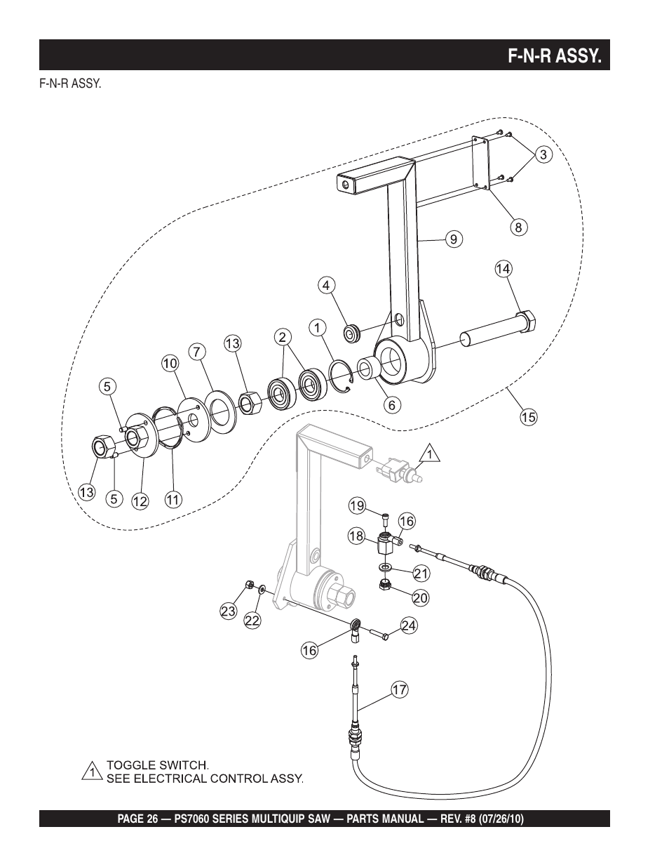 F-n-r assy | Multiquip Stay-Level Handlebar Pavement Saw PS706026 User Manual | Page 26 / 82