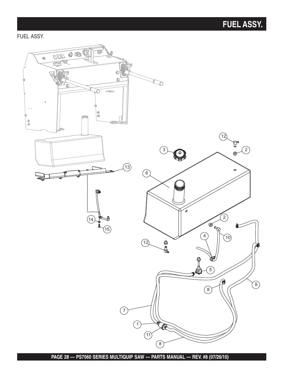 Fuel assy | Multiquip Stay-Level Handlebar Pavement Saw PS706026 User Manual | Page 28 / 82